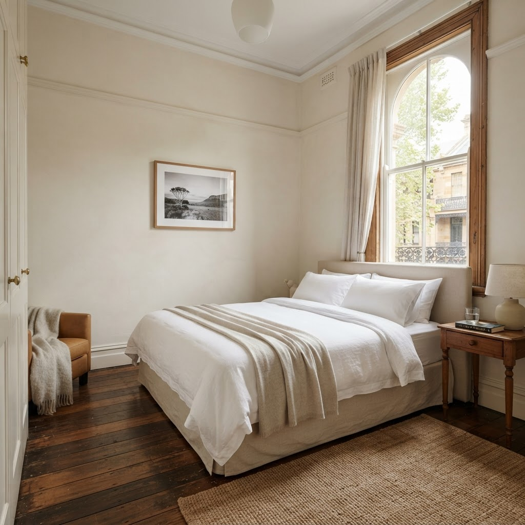 Elegant heritage one-bedroom apartment with timber floors and natural light